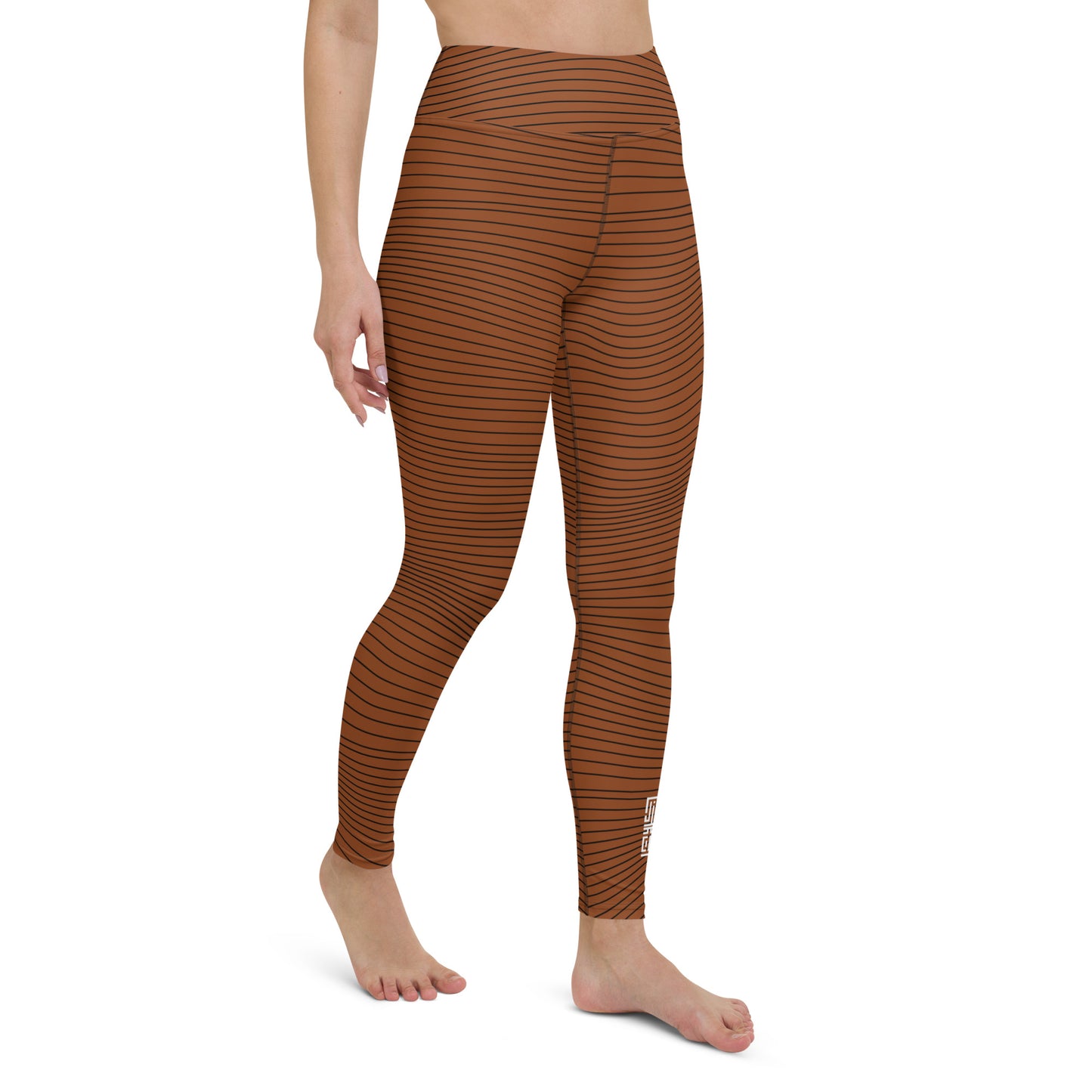 Women's Brown Wave Leggings